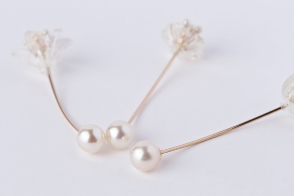 simmon 2way Single flower long pierce 一輪花のロングピアス/K10