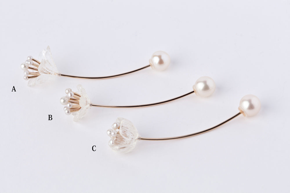 simmon 2way Single flower long pierce 一輪花のロングピアス/K10