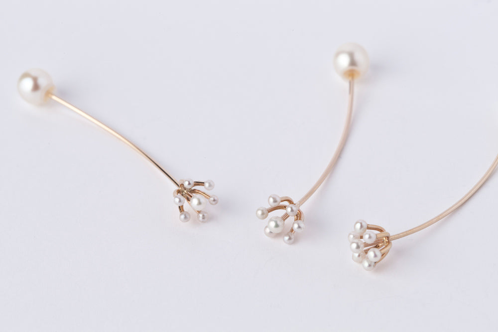 simmon 2way Single flower long pierce 一輪花のロングピアス/K10