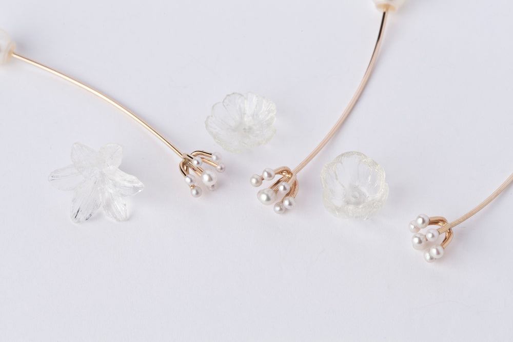 simmon 2way Single flower long pierce 一輪花のロングピアス/K10