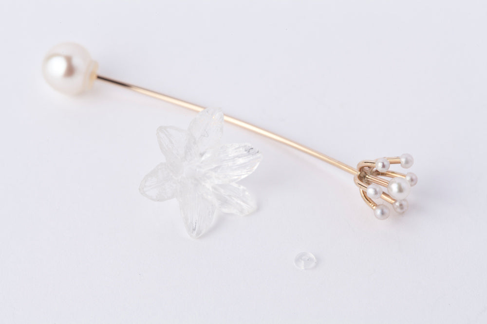 simmon 2way Single flower long pierce 一輪花のロングピアス/K10