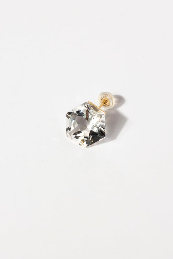 simmon Seta Hexagon quartz pierced earrings /K18