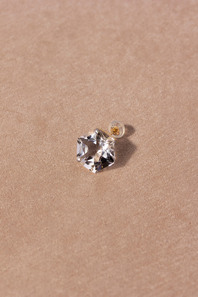 Seta Hexagon quartz pierced earring Quartz earrings/K18