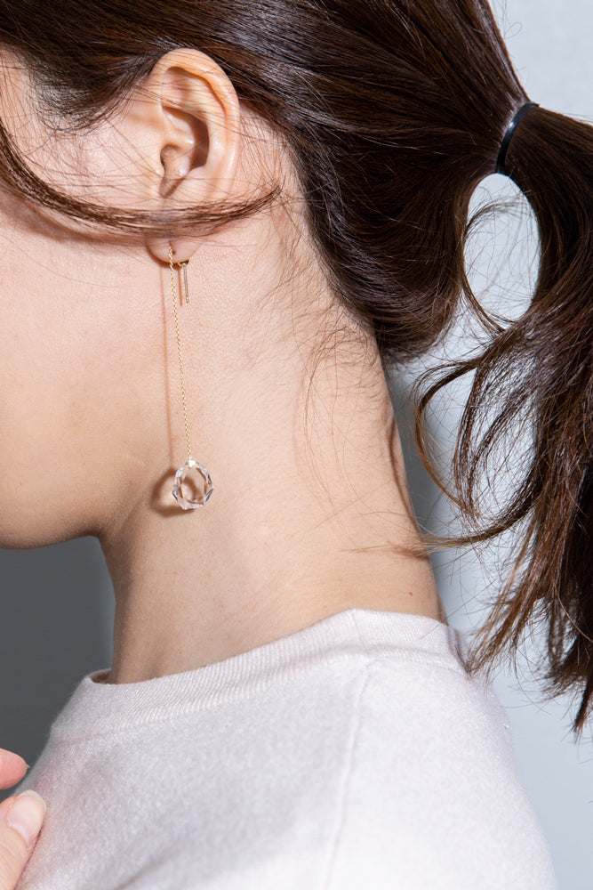 Seta Heptagon quartz chain pierced earring 七角形クォーツピアス/K18