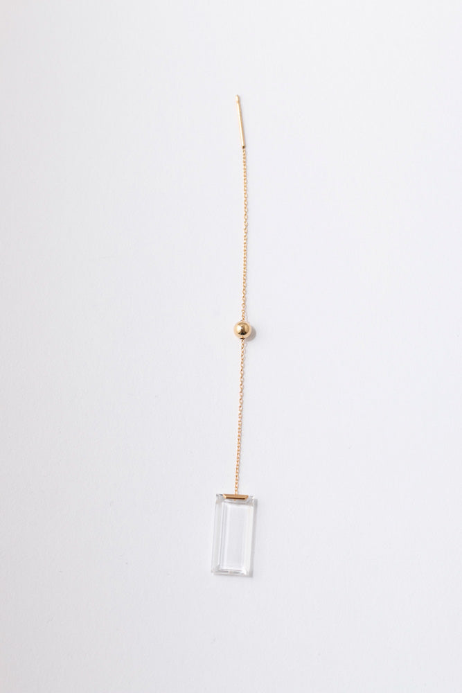 Seta Rectangle quartz chain pierced earring Rectangular quartz earrings/K18