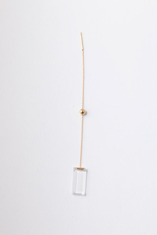 simmon Seta Rectangle quartz chain pierced earring 長方形クォーツピアス/K18