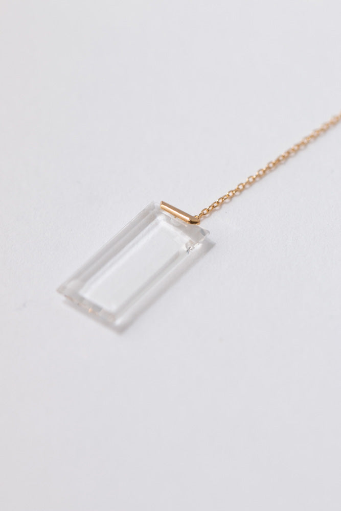 simmon Seta Rectangle quartz chain pierced Earring /K18