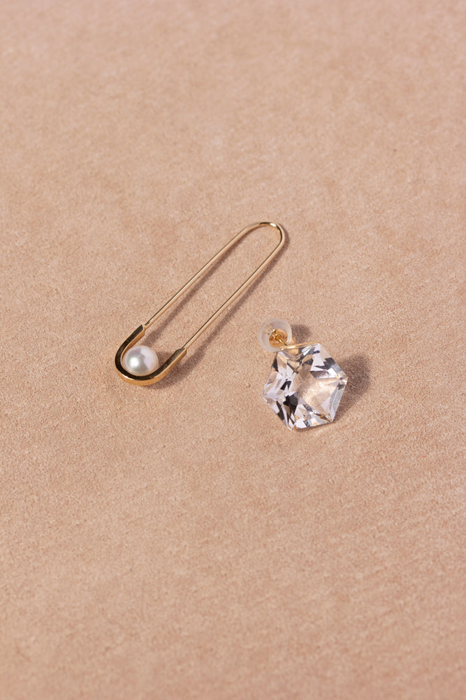 simmon Seta Drop Pearl Pierced earring /K18