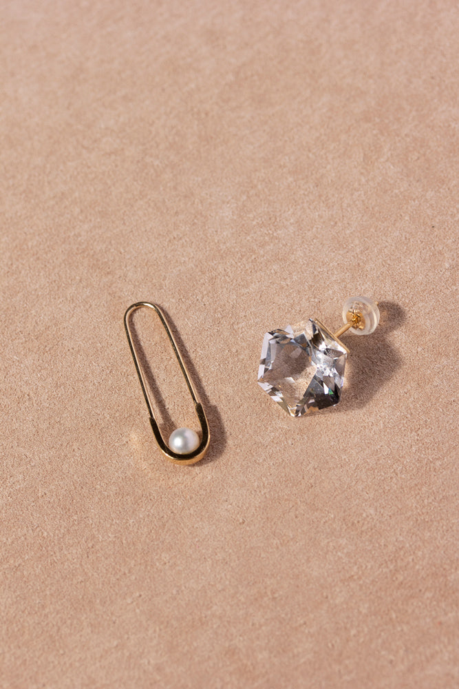 simmon Seta Drop Pearl Pierced earring S /K18