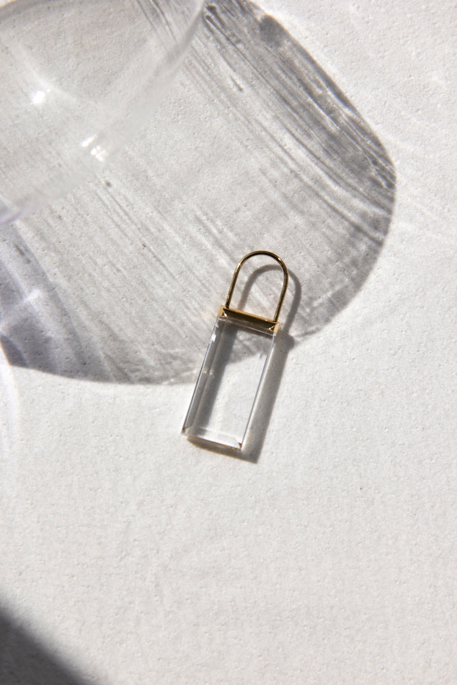 Seta Hang pierced earring Rectangle long 長方形クォーツピアス/K18