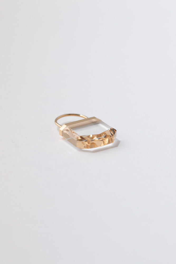 simmon Seta Hang pierced earring Hexagon 六角形クォーツピアス/K18