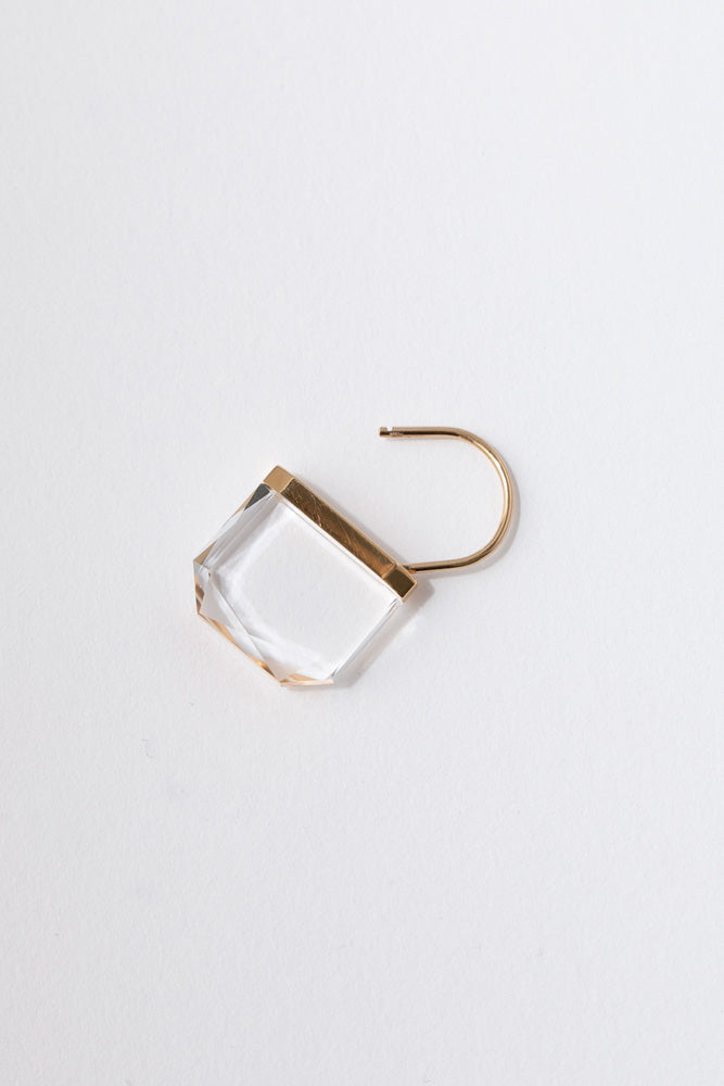 simmon Seta Hang pierced earring Hexagon 六角形クォーツピアス/K18