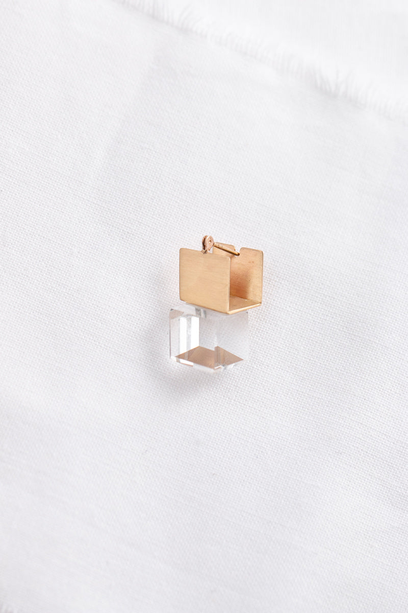 yull. CUBE clear quartz Pierce Quartz earrings/K10