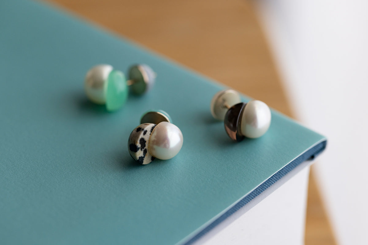 yull. toricolor Dalmatian jasper earrings/K10