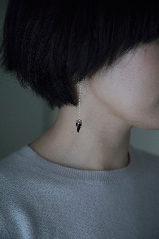 yull. GEOMETRYオニキスロングピアス/K10