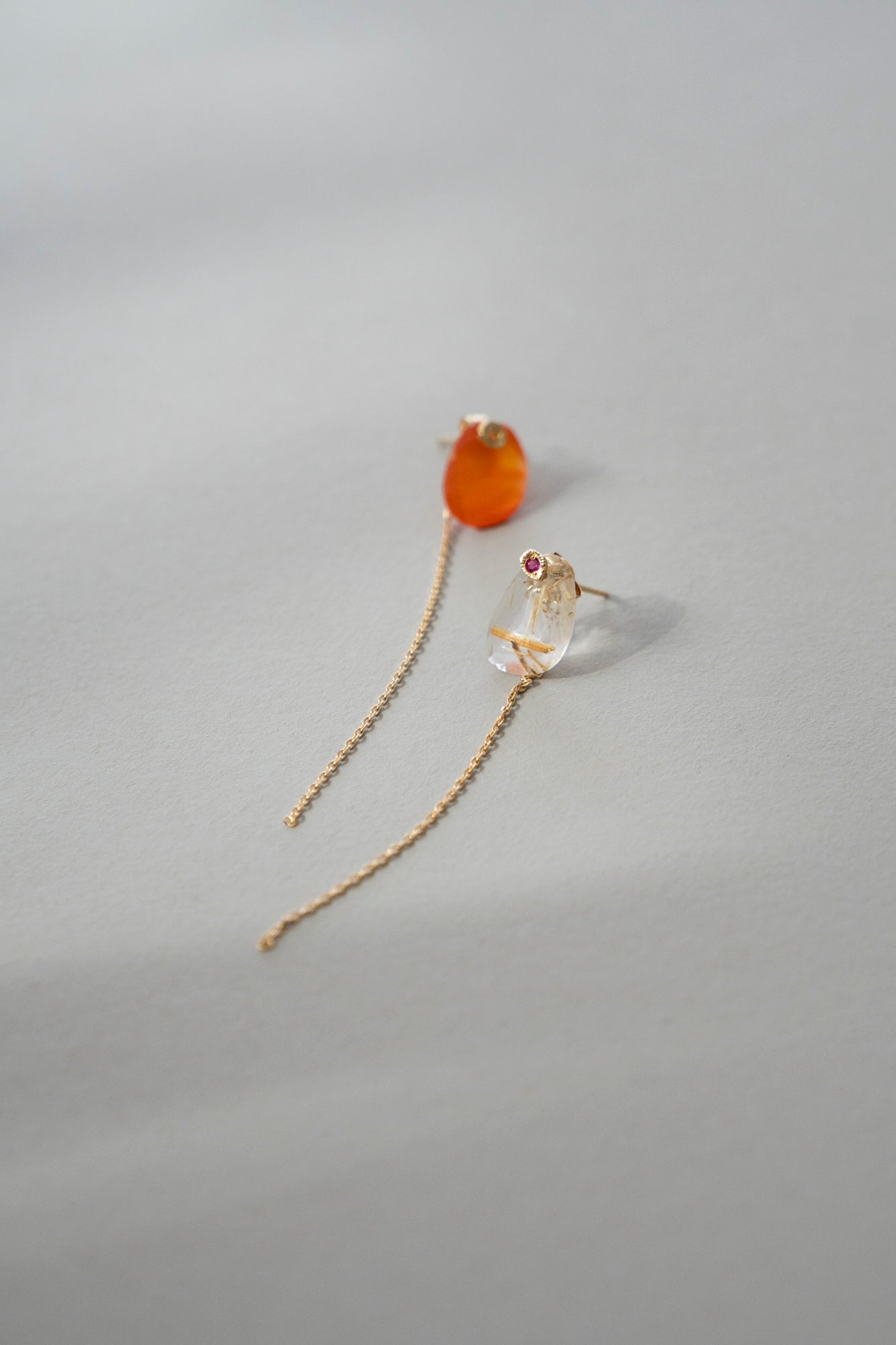 MONAKAjewellery flat golden rutile quartz pierce ゴールデンルチルクォーツピアス/K18