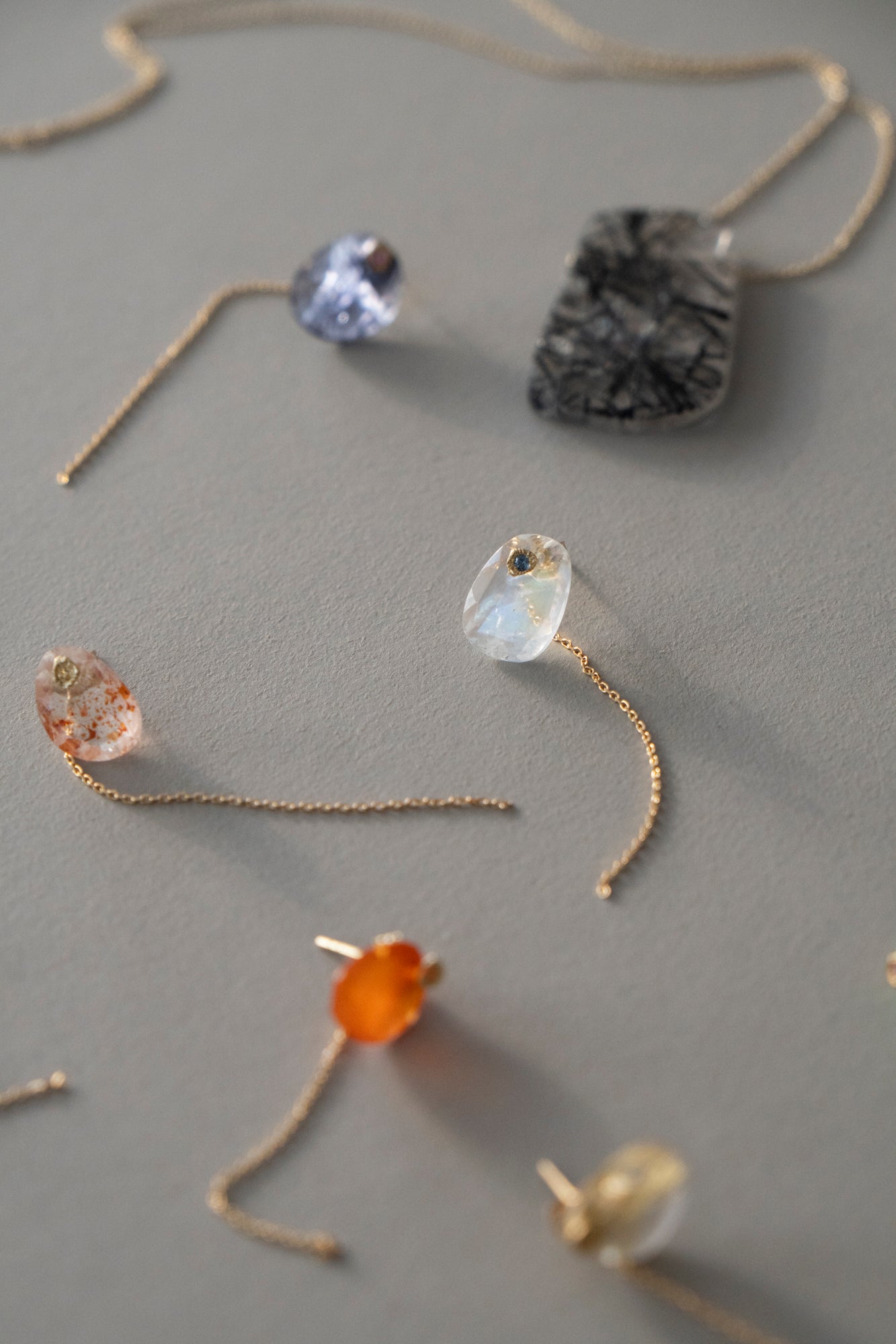 MONAKAjewellery flat Rainbow moonstone pierce Rainbow moonstone pierce/K18