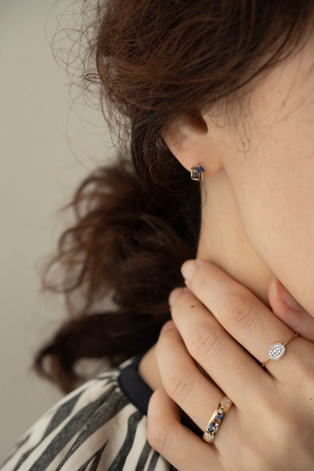 MILA OMI MATA CERES STUDS Blue Sapphire Pierced Earring /K10