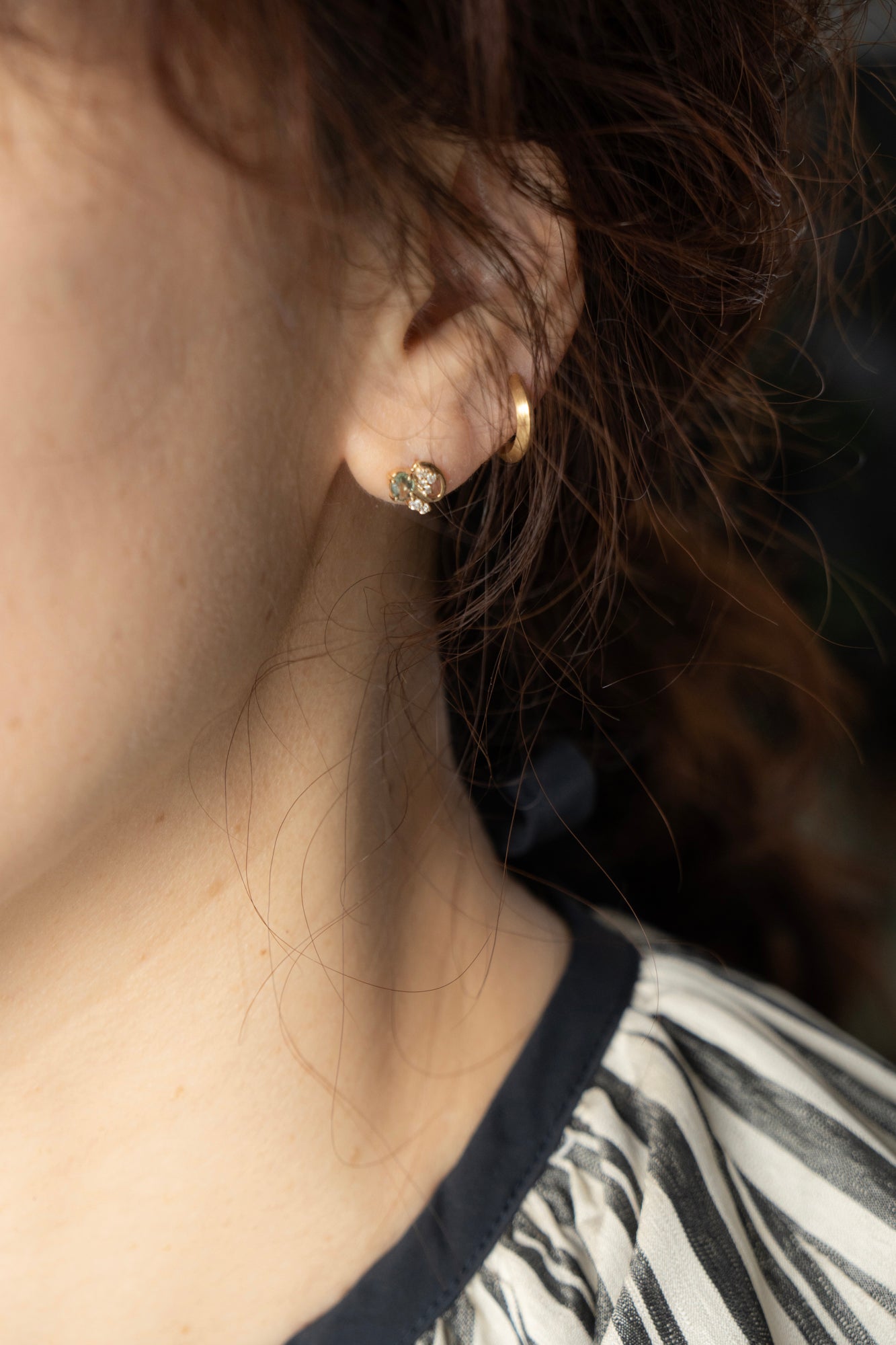 MILA OMI MATA KYBELE STUDS Green Sapphire Pierced Earring /K10