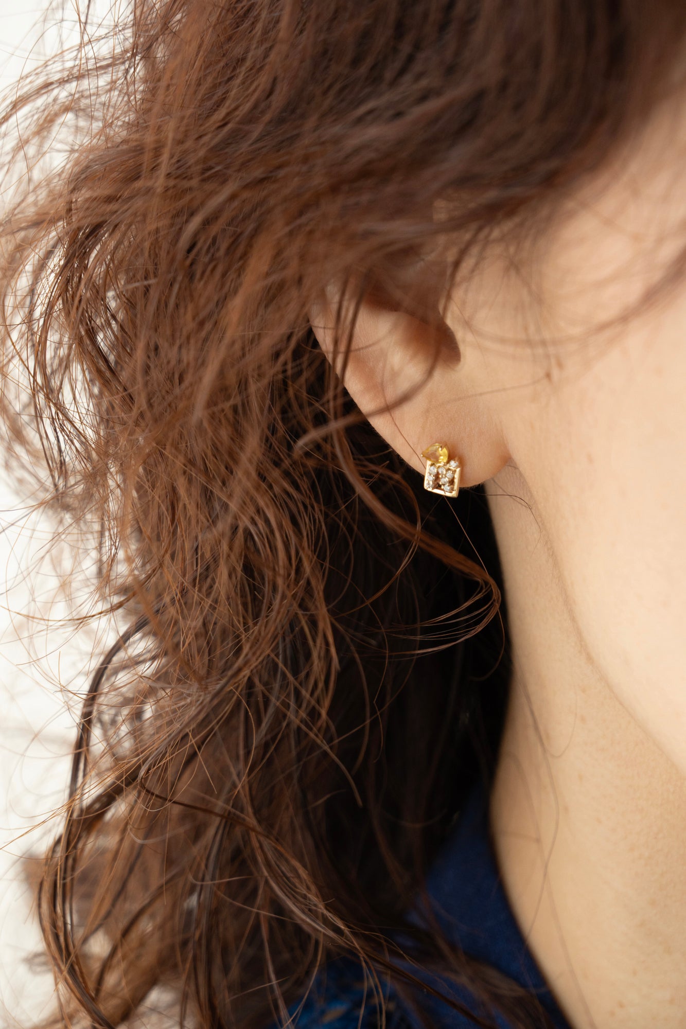 MILA OMI MATA CERES STUDS Yellow Sapphire Pierced Earring /K10