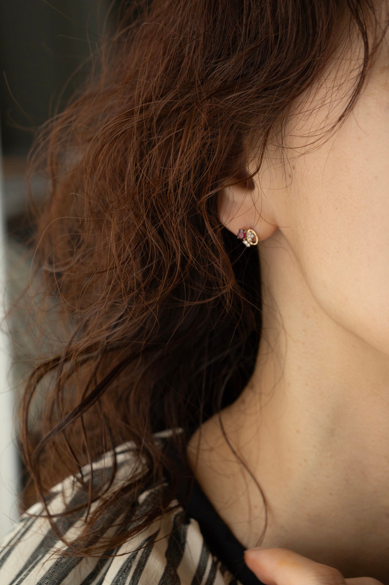 MILA OMI MATA KYBELE STUDS Ruby Pierced Earring /K10