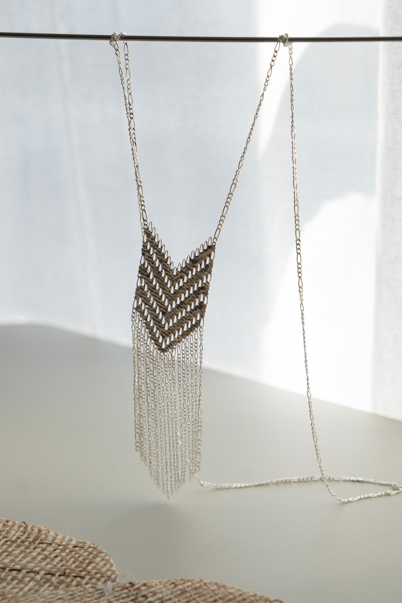 Hannah Keefe SHIELD Long Necklace Big /Silver