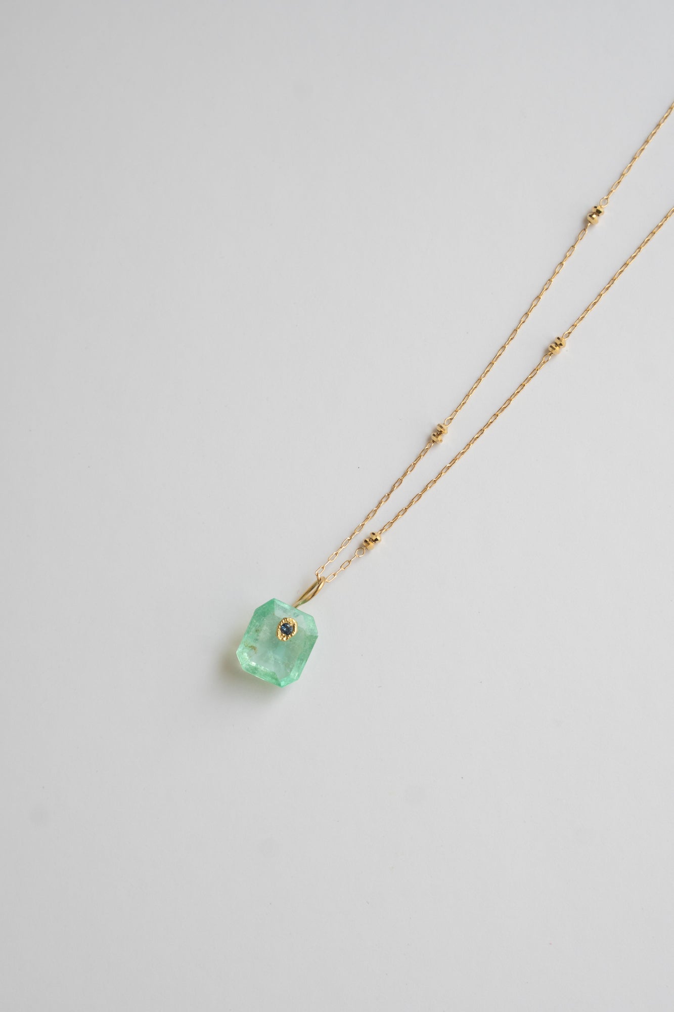 MONAKA jewellery Flat Emerald Necklace Charm Top /K18