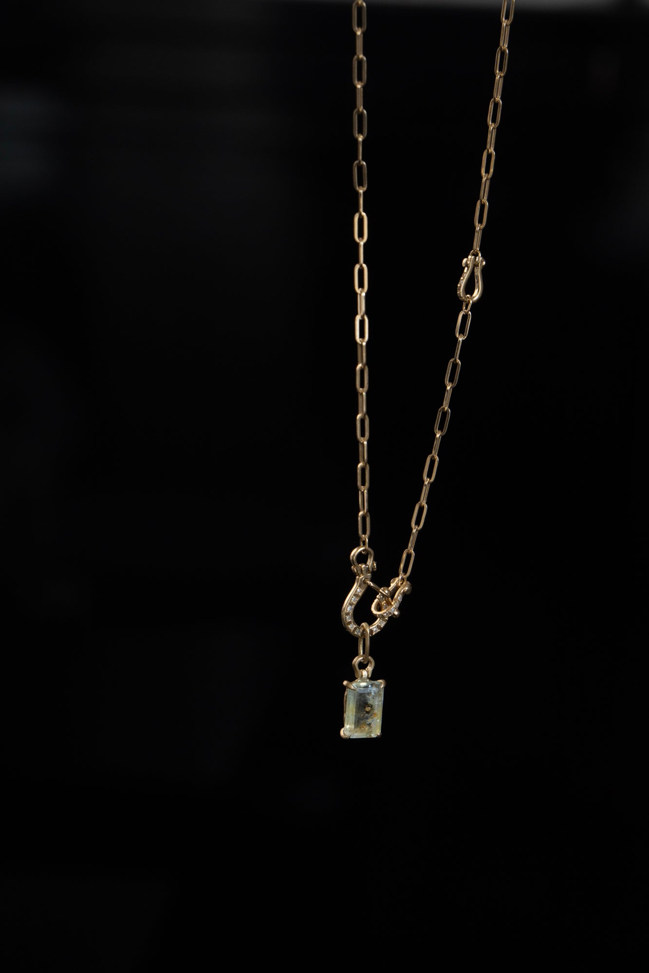 monaka jewerlly チャーム MONAKA jewellery Horse Shoe Prong Aquamarine Necklace Charm