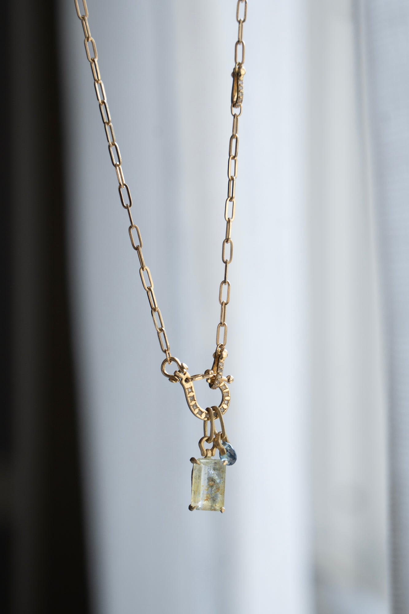 MONAKA jewellery Horse Shoe Prong Aquamarine Necklace Charm Top  /K18