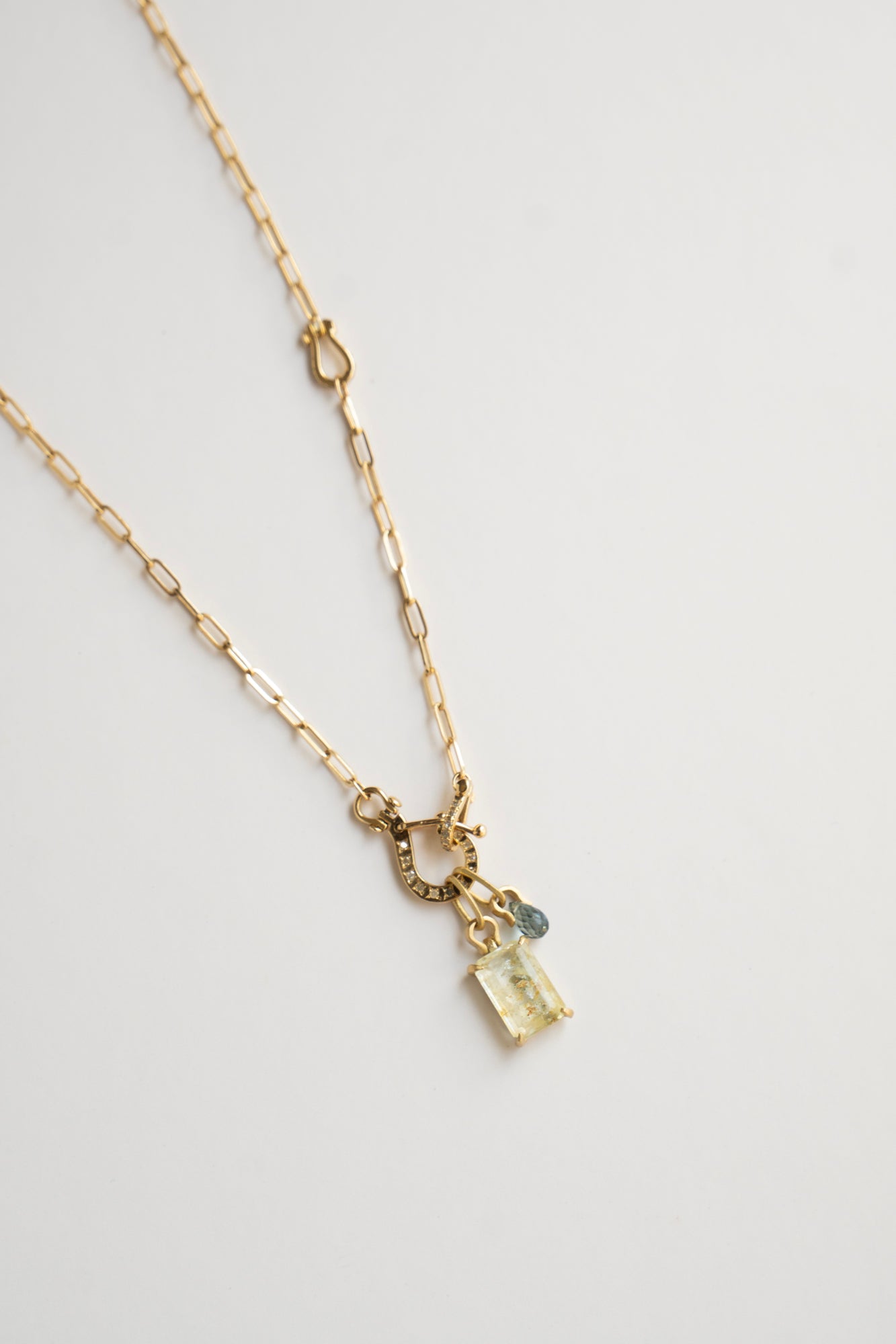 MONAKA jewellery Horse Shoe Prong Aquamarine Necklace Charm Top  /K18
