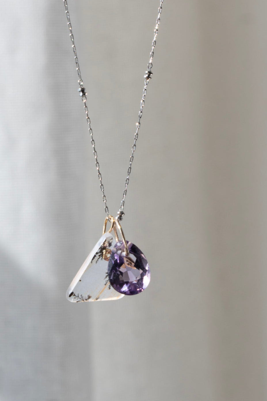 bohem Necklace Charm Top Amethyst /K10