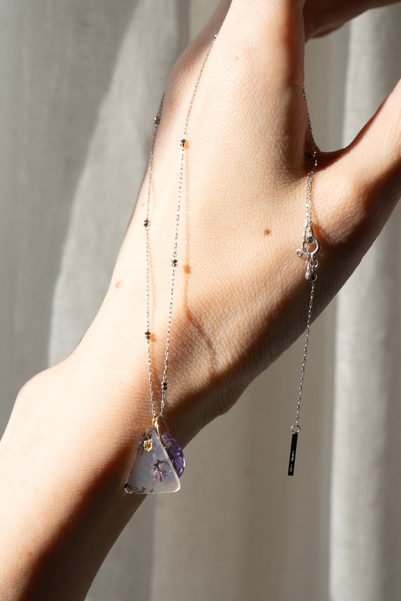 MONAKA jewellery Bond Chain Cut Beads Dot Necklace /PT850