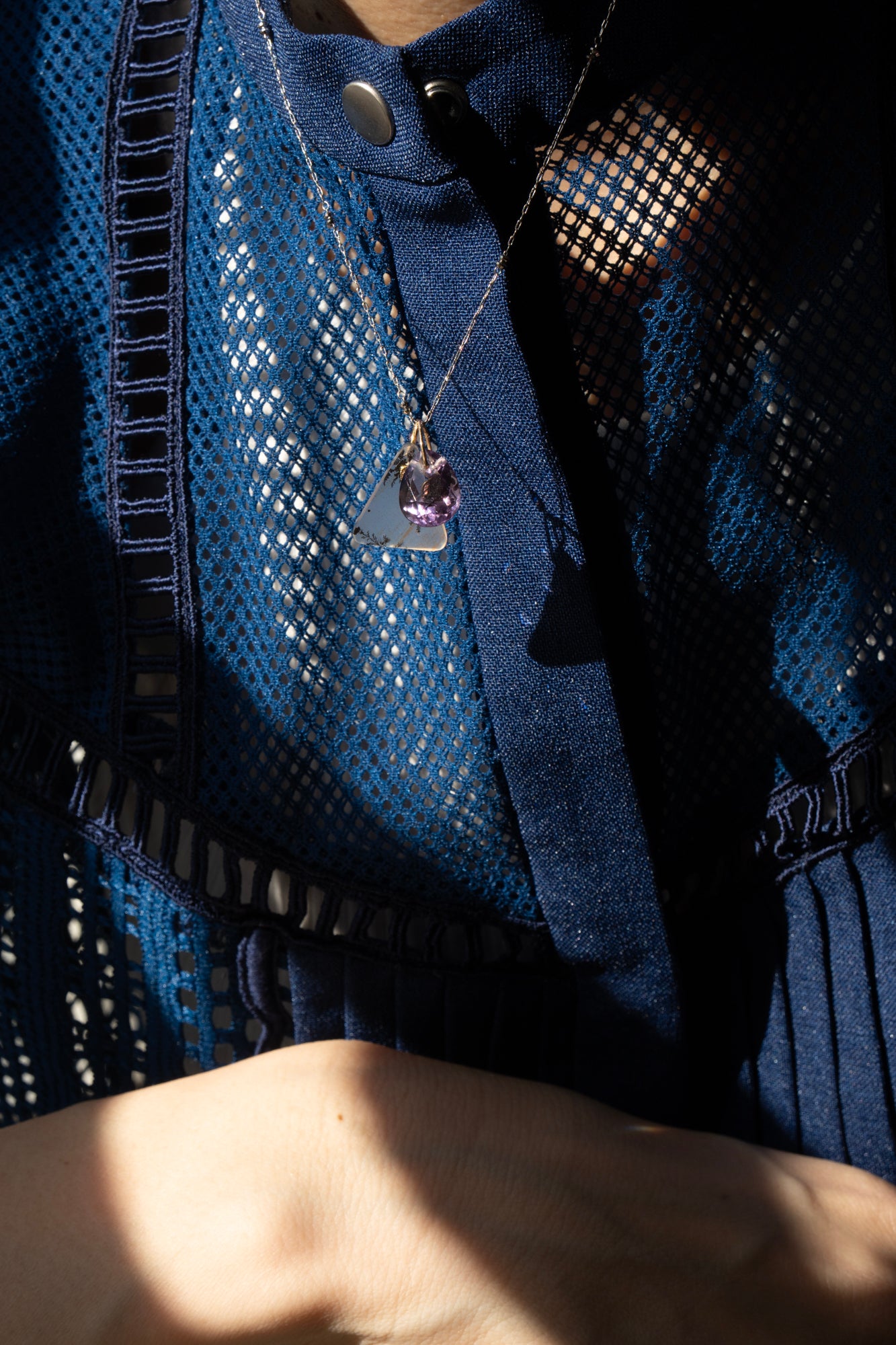 bohem Necklace Charm Top Amethyst /K10