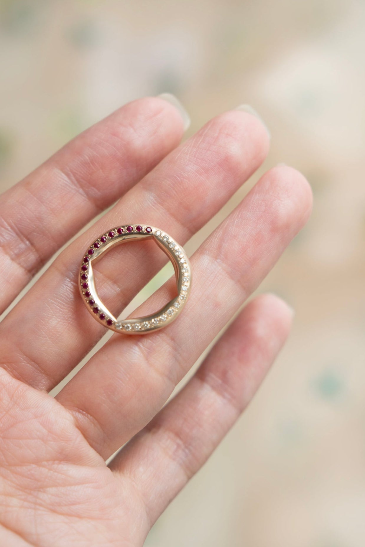 PALA Round Ring Ruby & Diamond Side Eternity /K10
