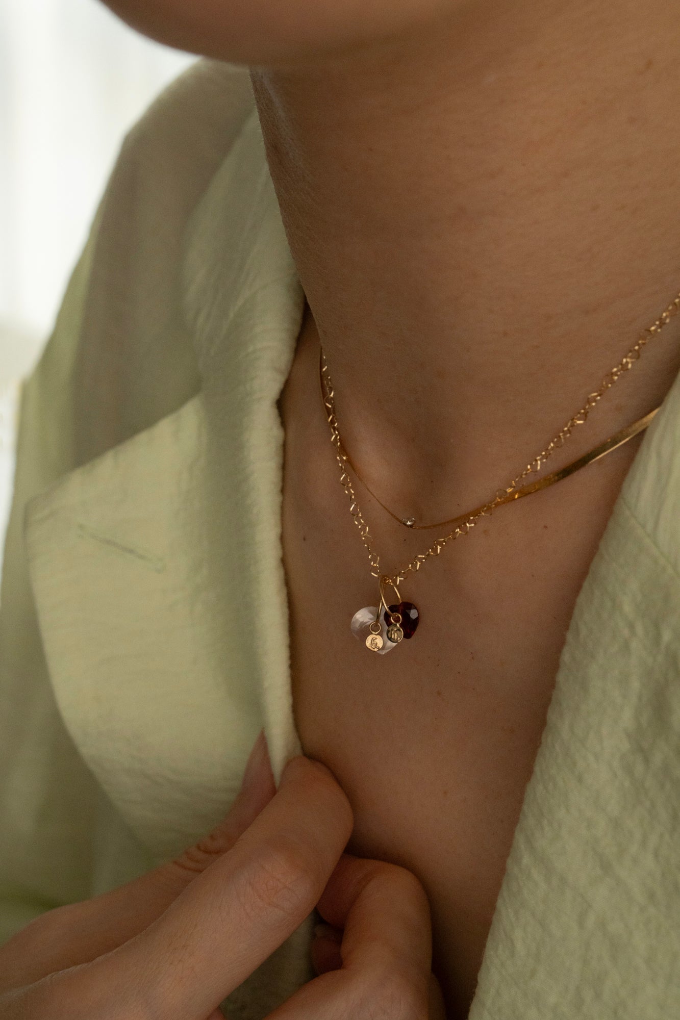 bohem Necklace Charm Top Garnet /K10