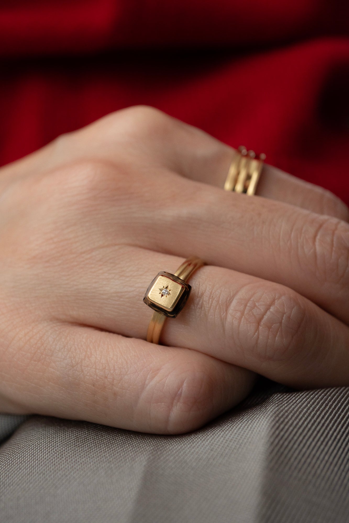 ALLIS Smoky Quartz Sand Diamond Ring /K18