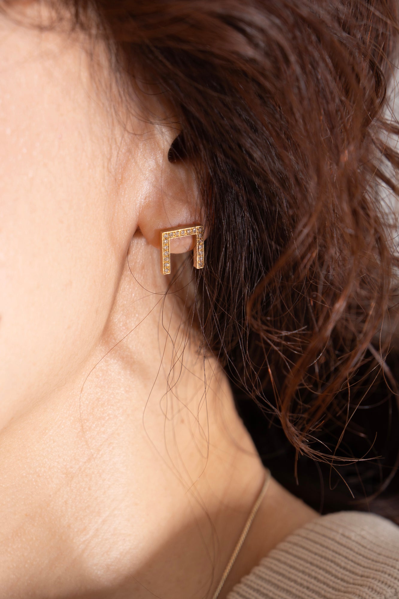 ALLIS Bridge Diamond Pierced Earrings /K18