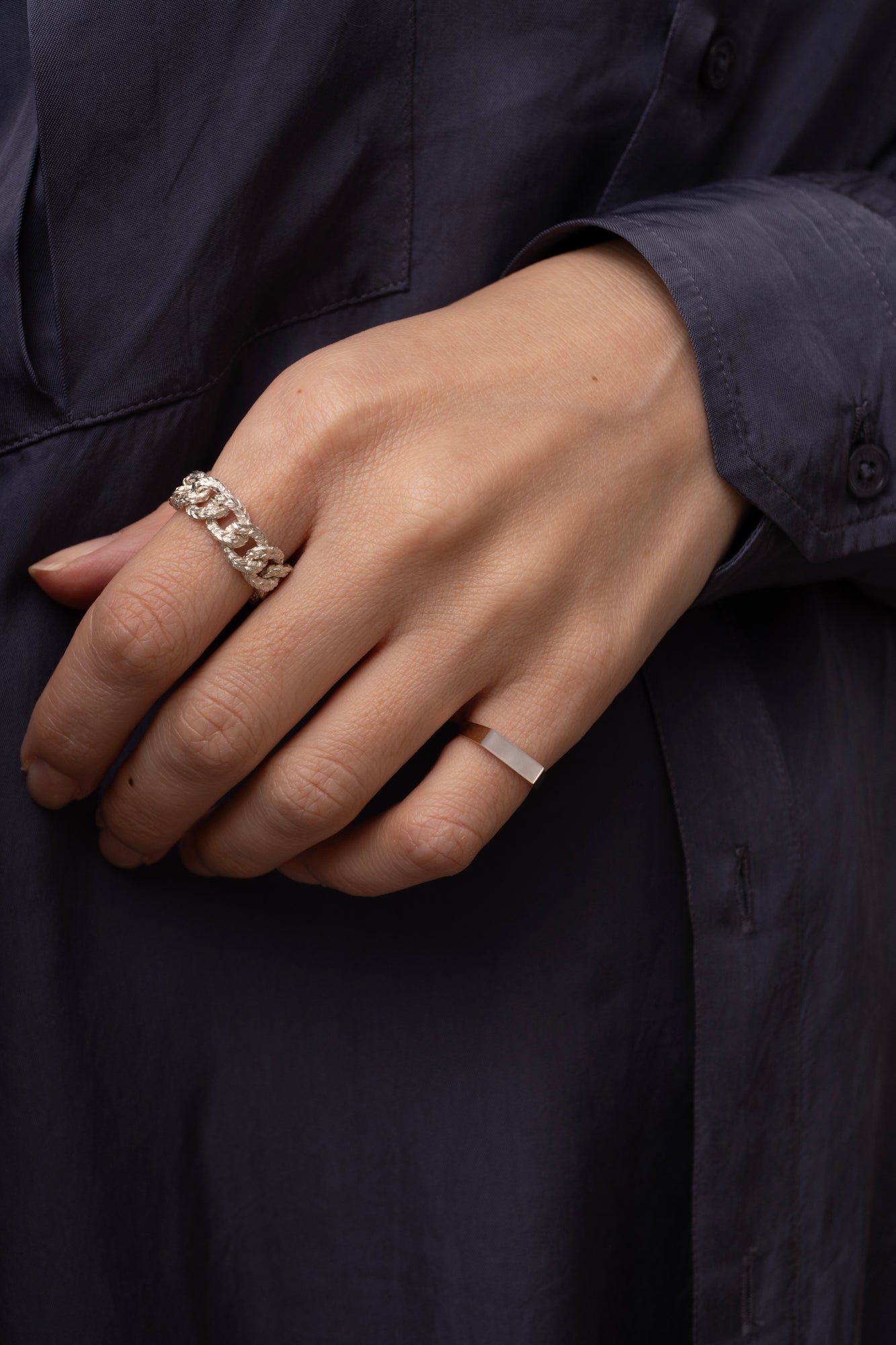 simmon Knit Chain Ring Wide /Silver