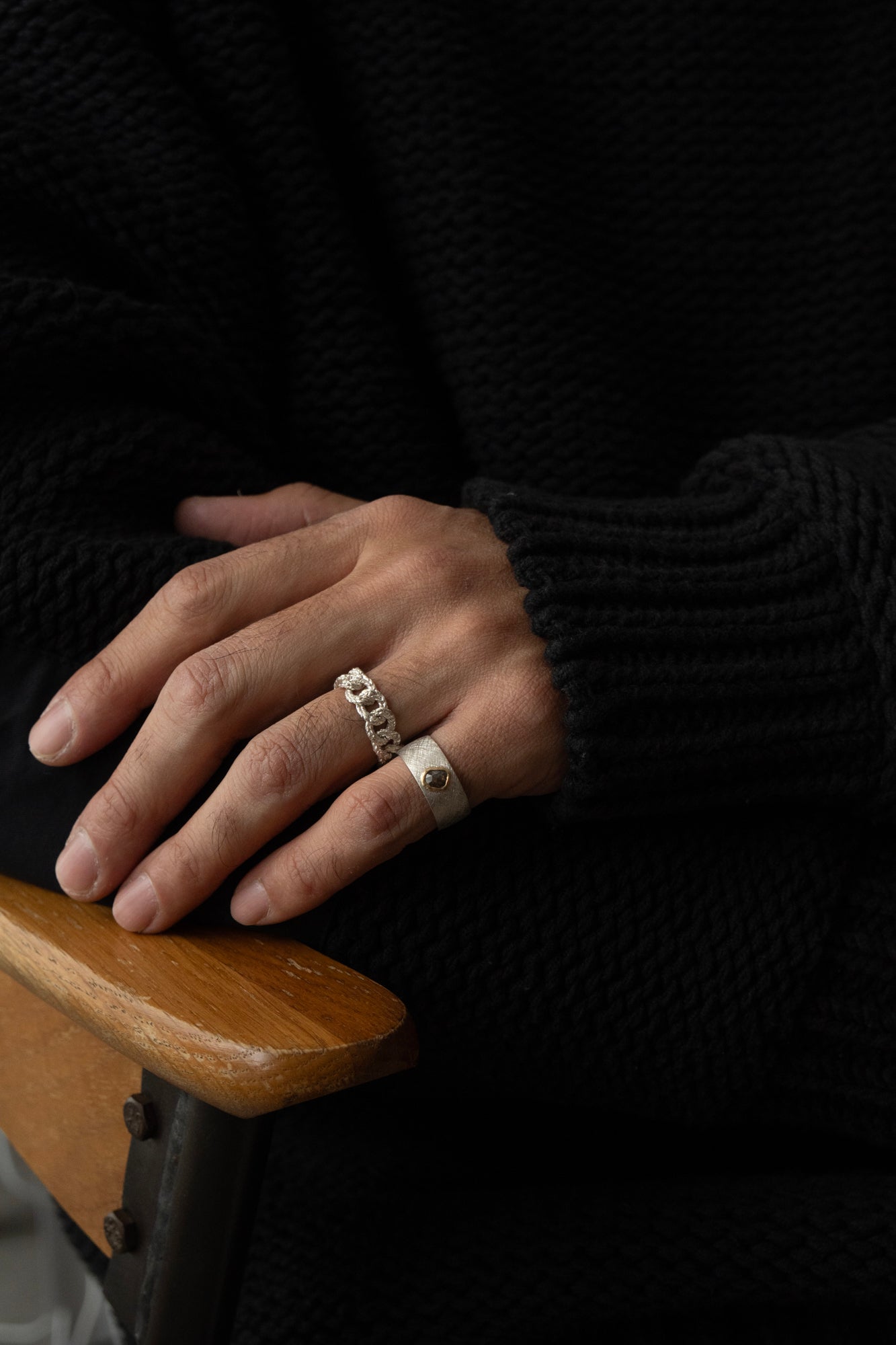 simmon Knit Chain Ring Wide /Silver