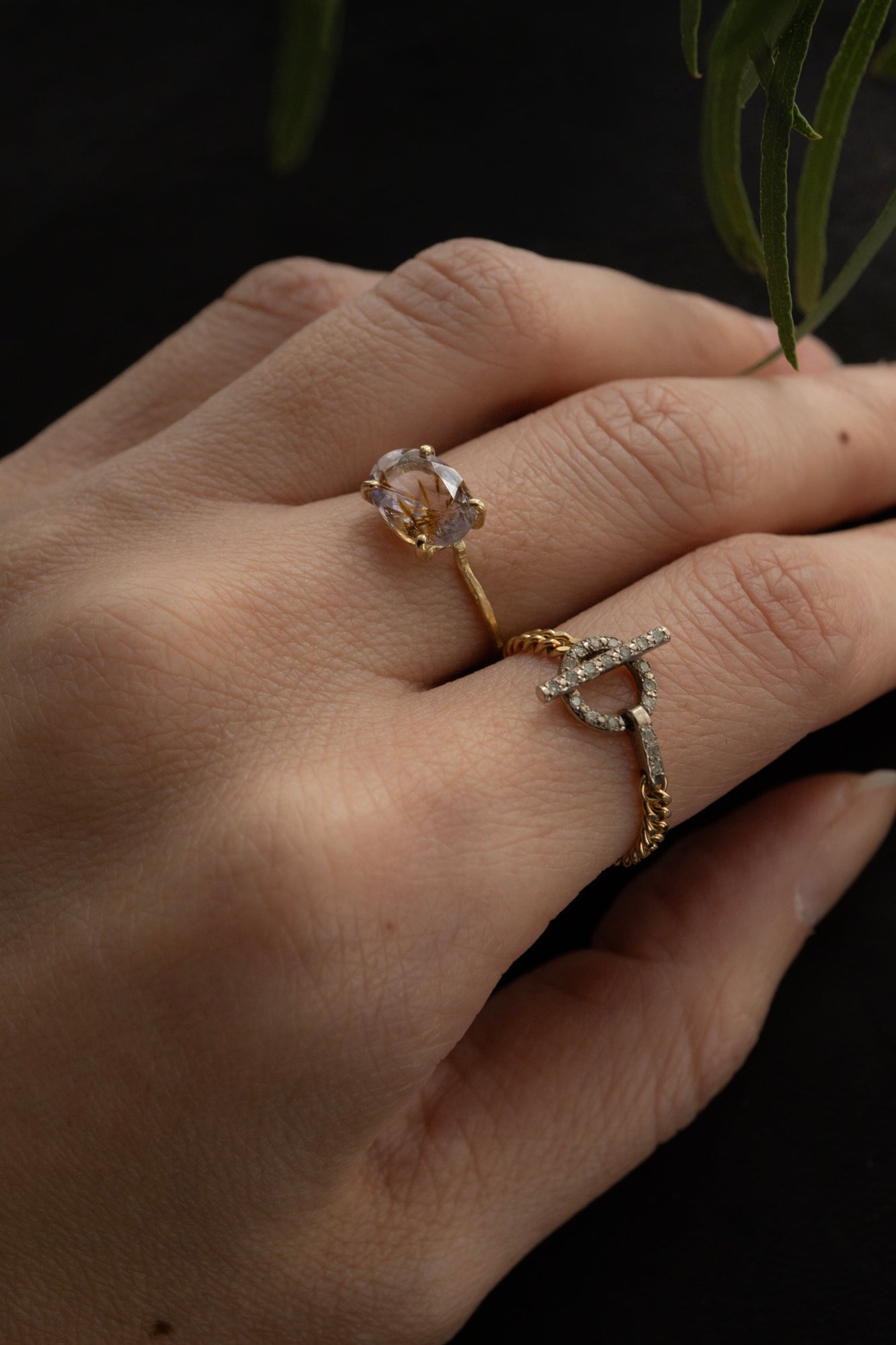 MONAKAjewellery Mantel Chain Full Diamond Ring /K18YG&K18WG