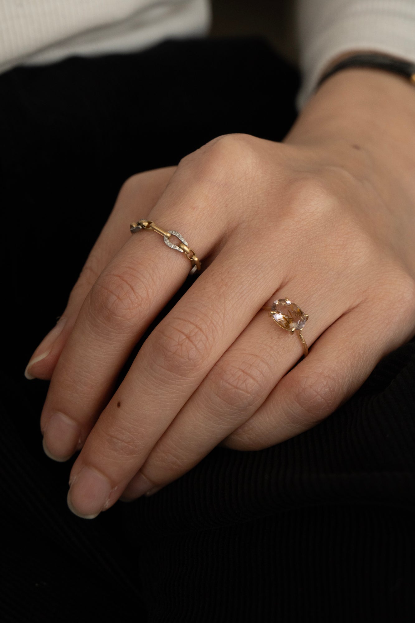 MONAKAjewellery Bond Chain Diamond Ring /K18YG&K18WG