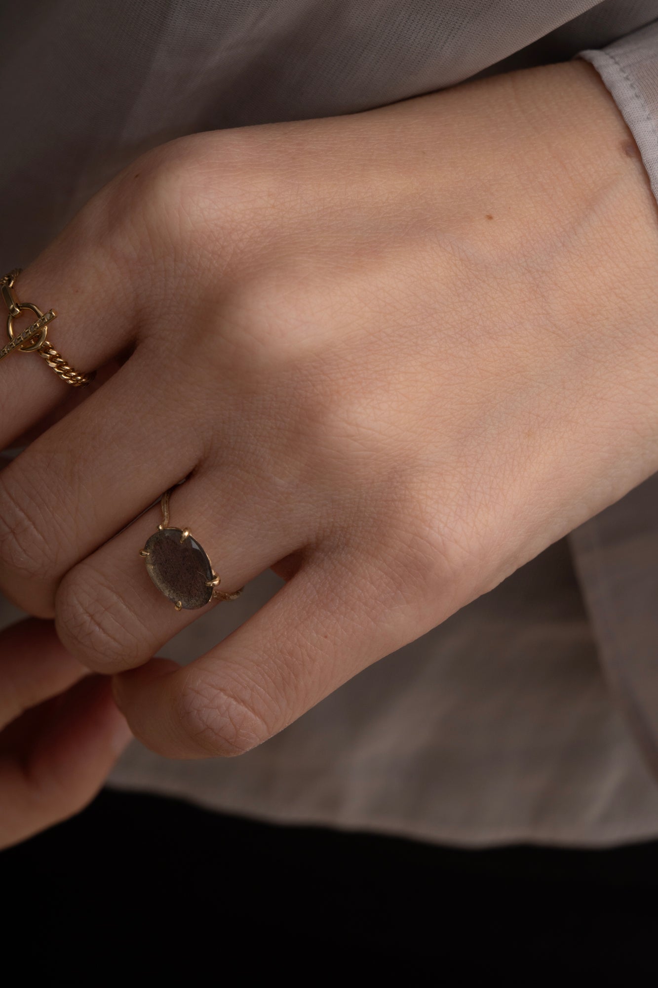 MONAKA jewellery Flat Labradorite Ring /K14