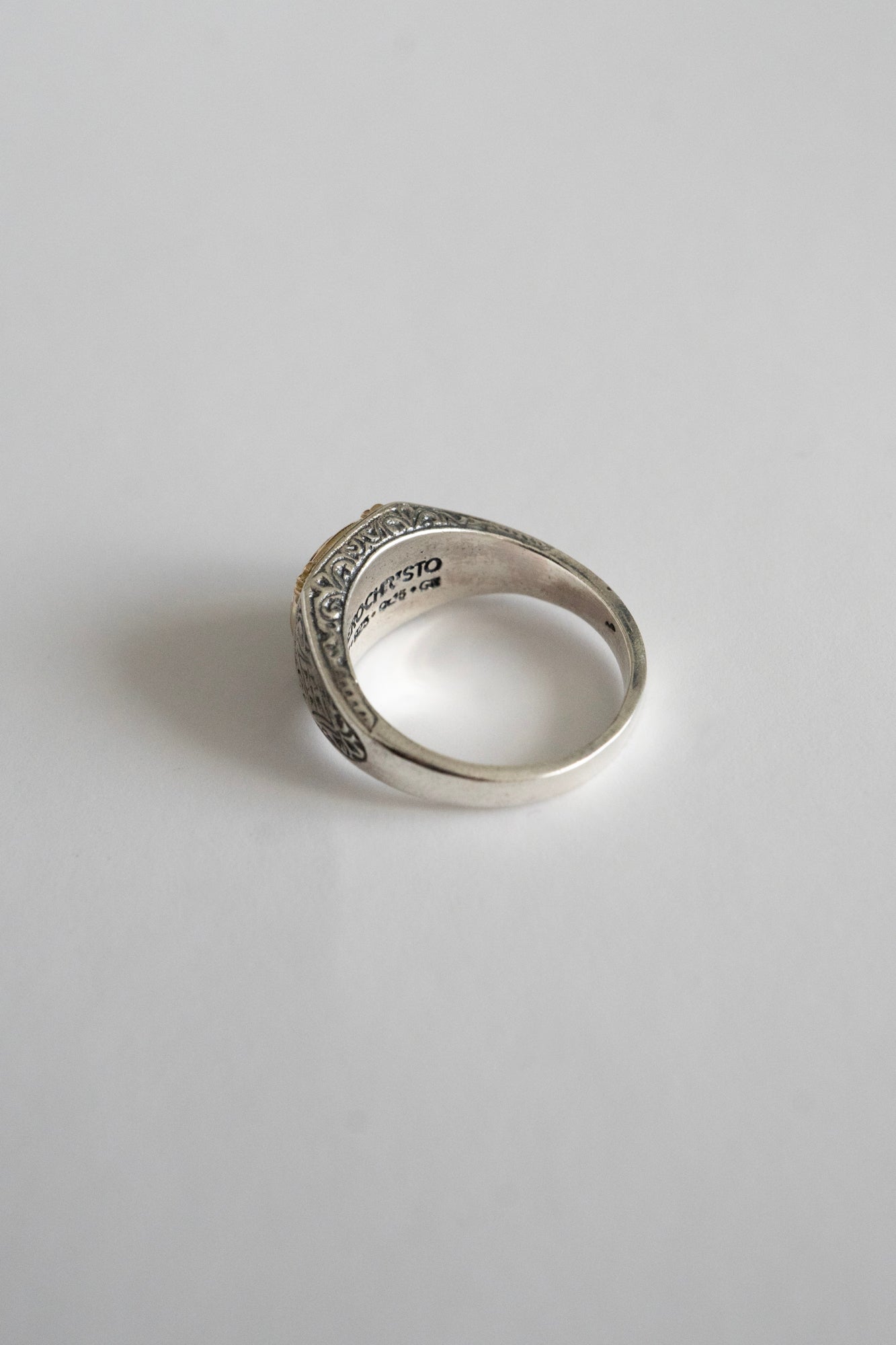 Gerochristo Mini Vergina Square Ring /Silver&K18