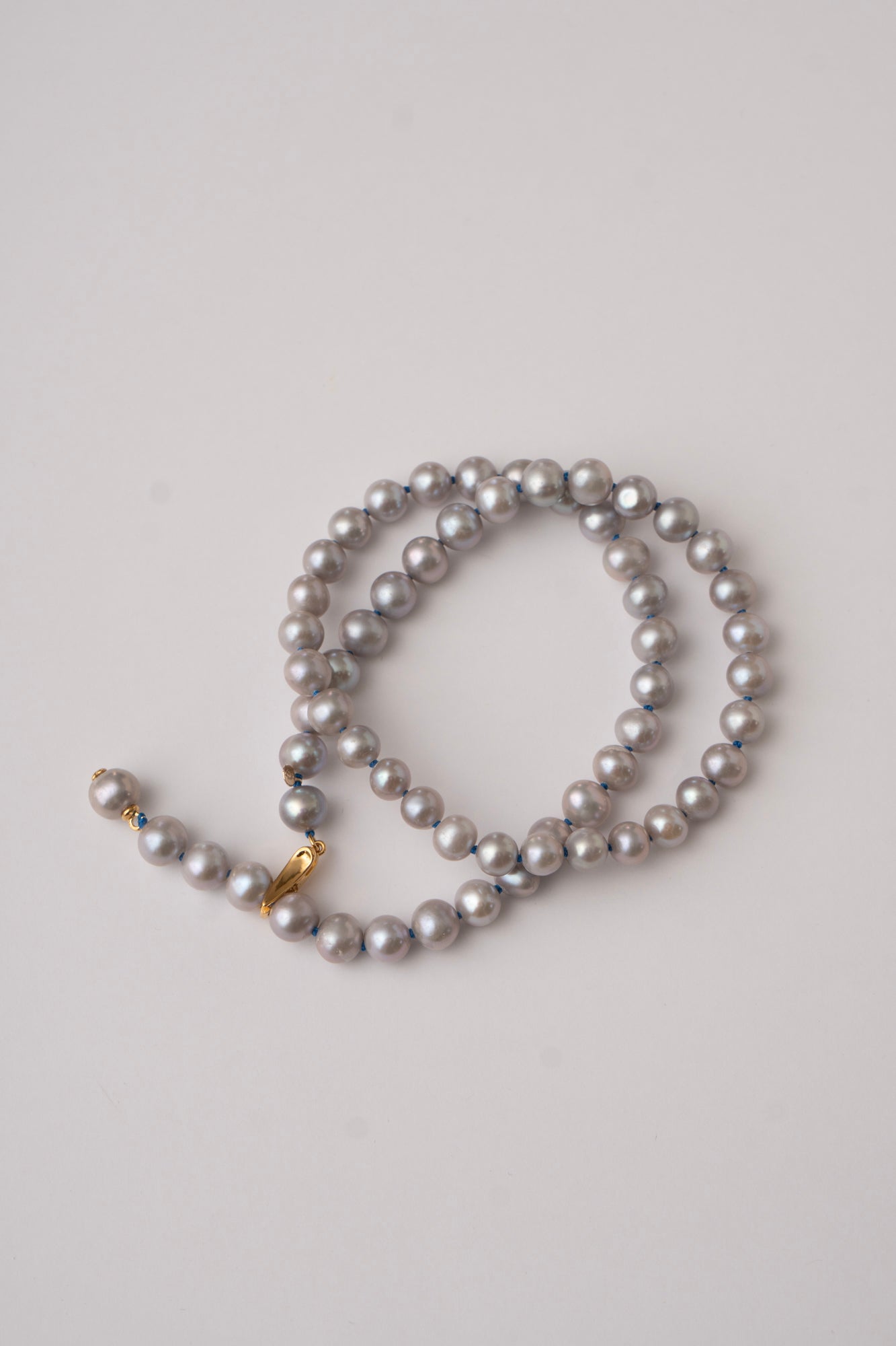 bohem All Knot Pearl Necklace Short Gray ボヘム オールノットパール