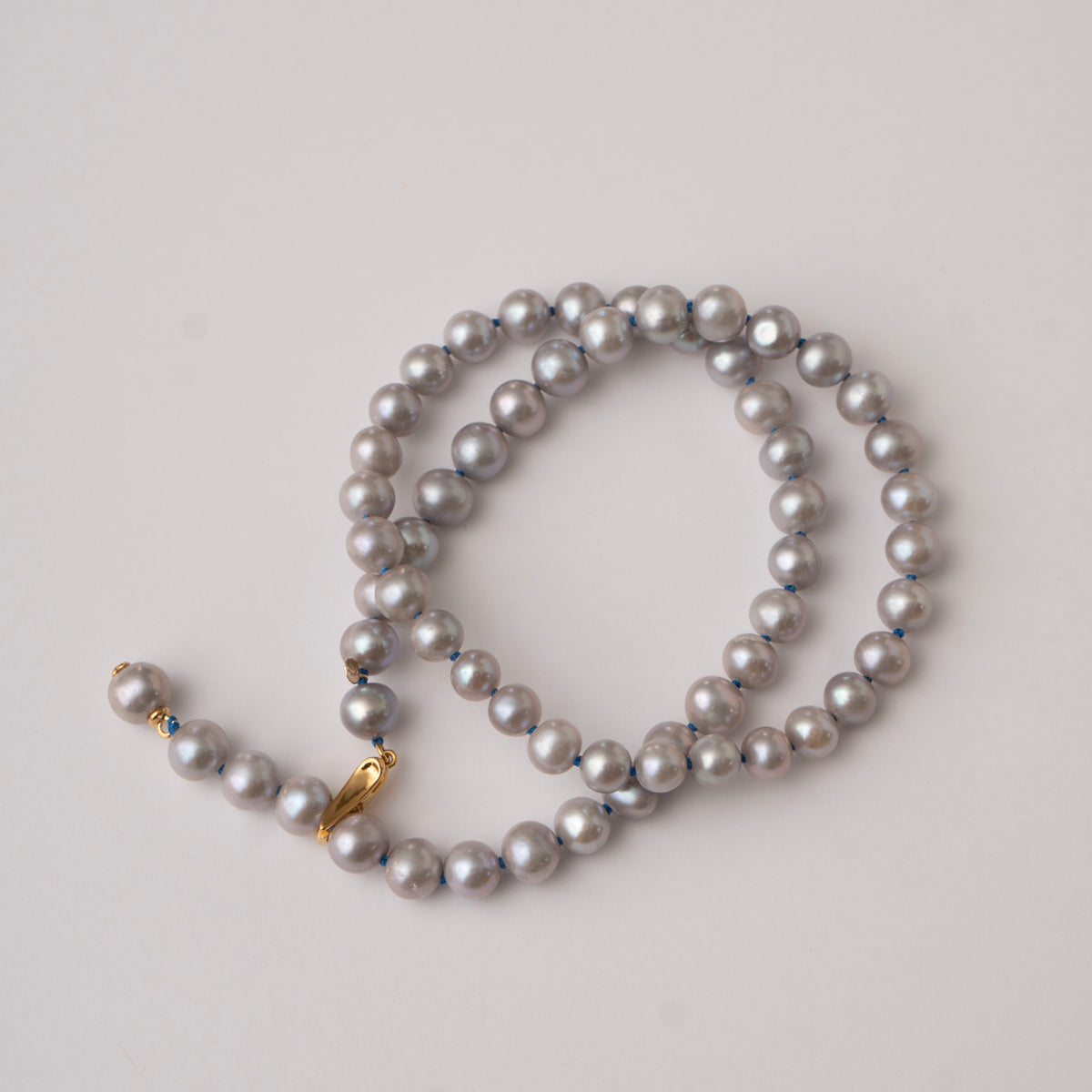 bohem All Knot Pearl Necklace Short Gray ボヘム オールノットパール 
