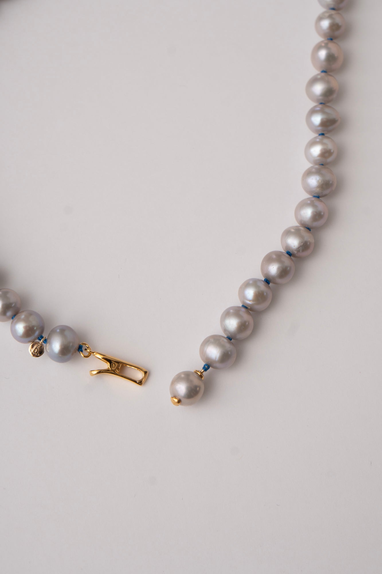 bohem All Knot Pearl Necklace Short Gray ボヘム オールノットパール