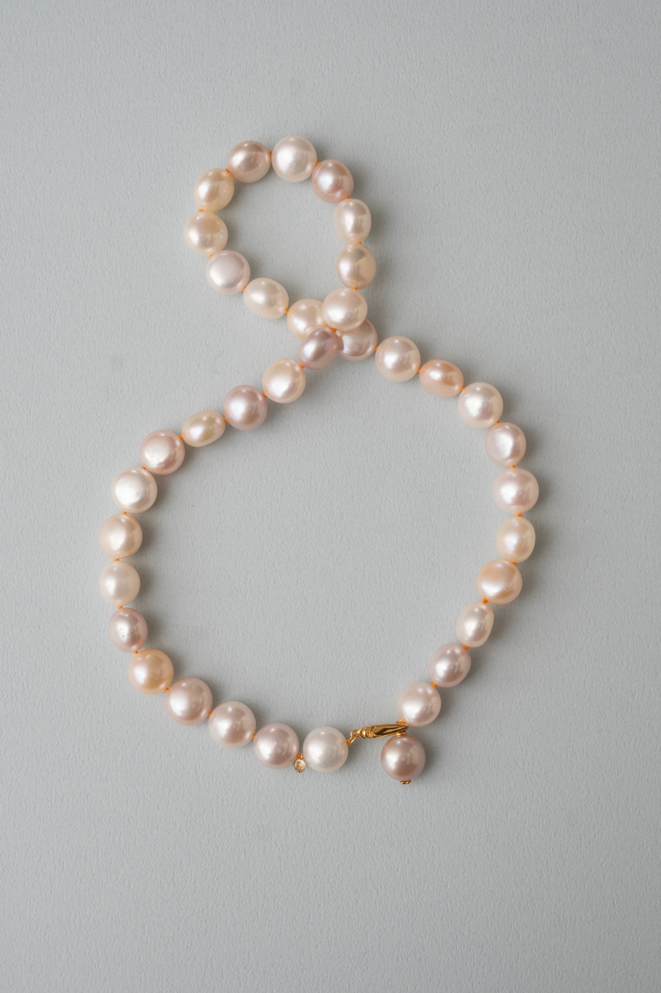 bohem All Knot Pearl Necklace Short Yellow