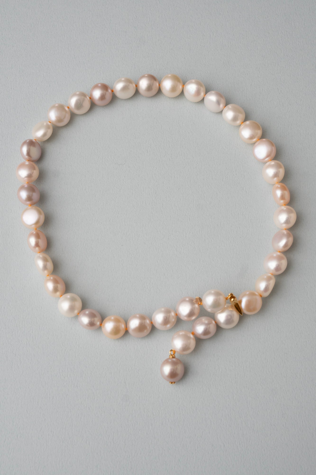 bohem All Knot Pearl Necklace Short Yellow