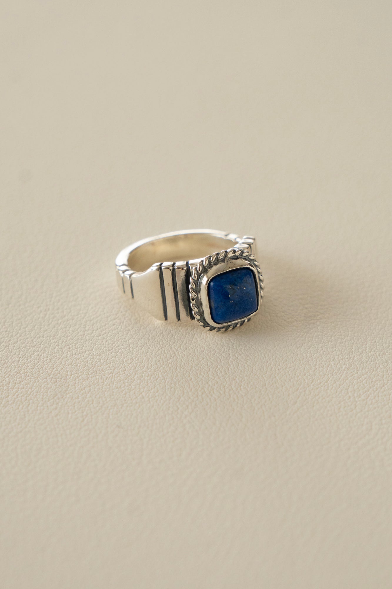 WAKAN SILVER SMITH Lapis Lazuli Brick Signet Ring /Silver