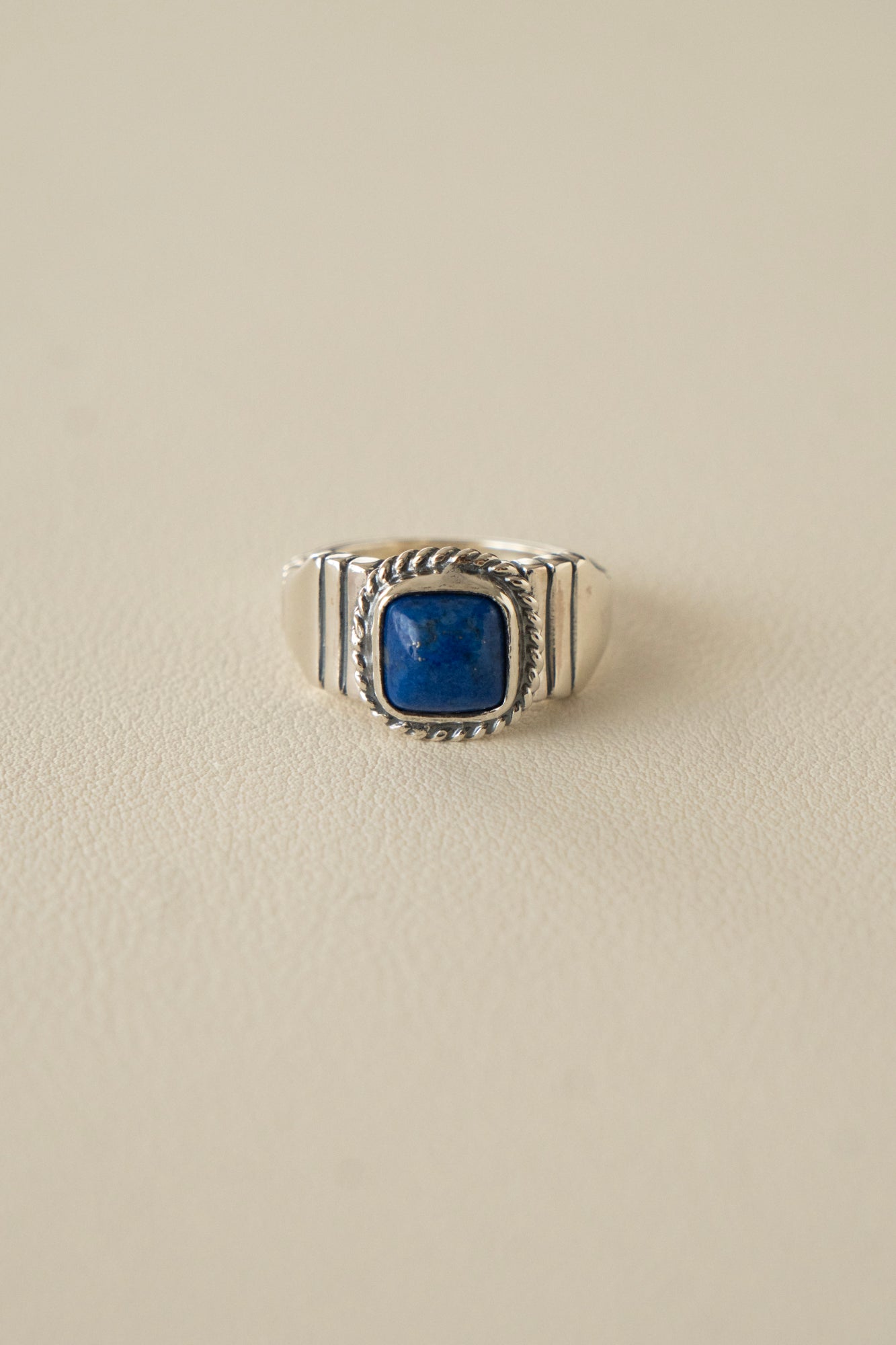 WAKAN SILVER SMITH Lapis Lazuli Brick Signet Ring /Silver